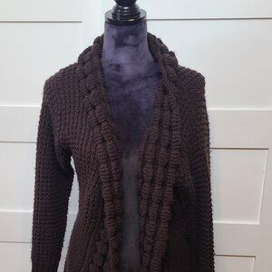 Sloopie Chunky Cable‑Knit Cardigan – Size M – Dark Brown